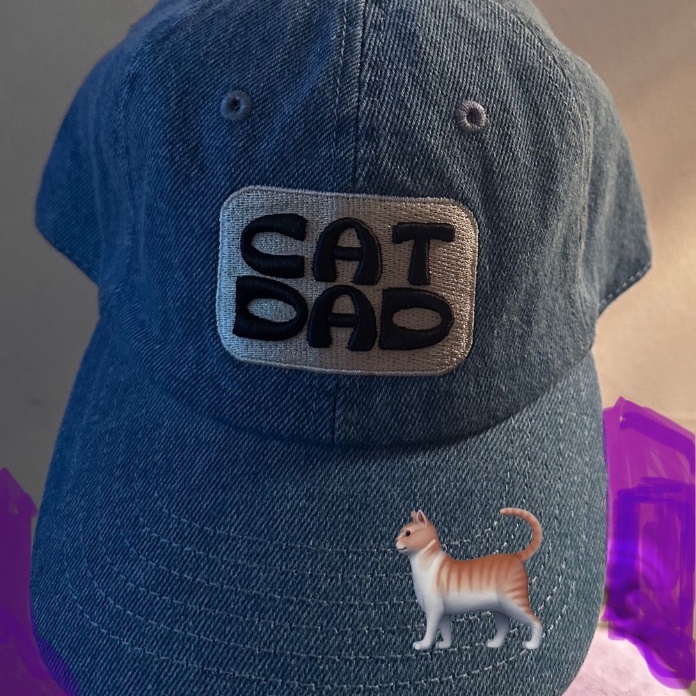 Cat Dad Blue Denim Cap